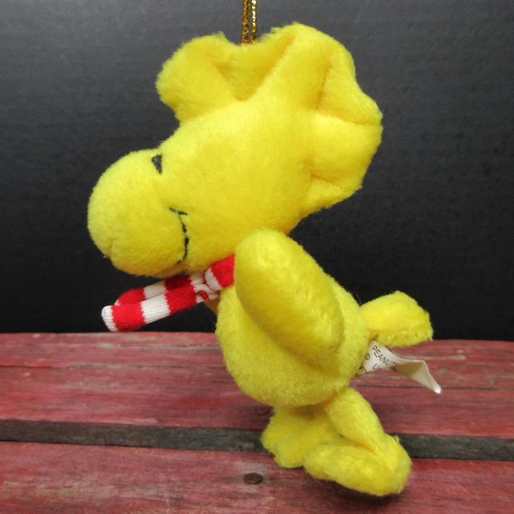 VTG Peanuts Woodstock Plush Christmas Ornament Red Scarf Yellow Bird 4